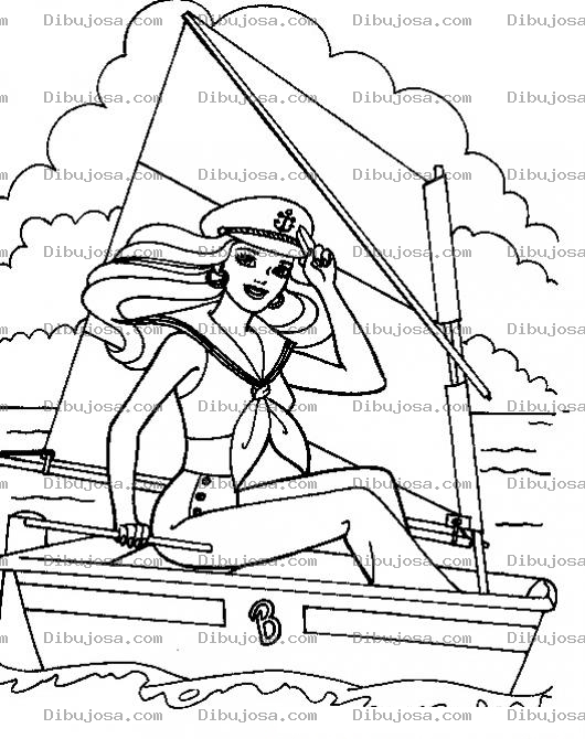 Dibujo para colorear Pintar a Barbie Marinera