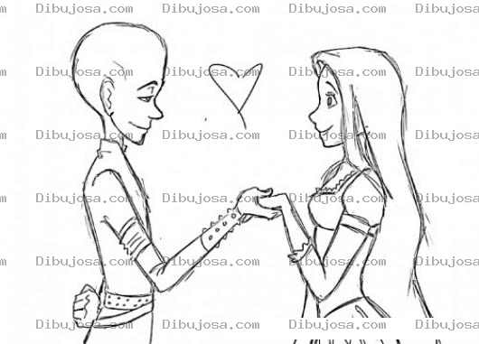 Dibujo para colorear Colorear Dibujo De Pareja Enamorada Tomados De La Mano