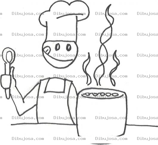Dibujo para colorear Colorear Chef Cocinando Una Sopa