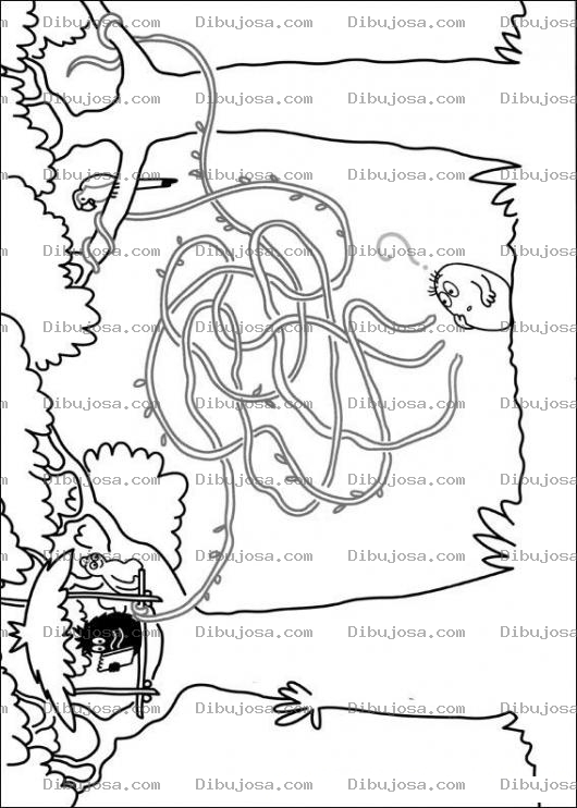 Dibujo para colorear Pintar Laberinto de Barbapapa