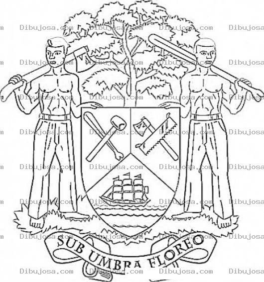 Dibujo para colorear Dibujo Del Escudo Nacional De Belize Para Colorear Escudo Belice Sub Umbra Floreo