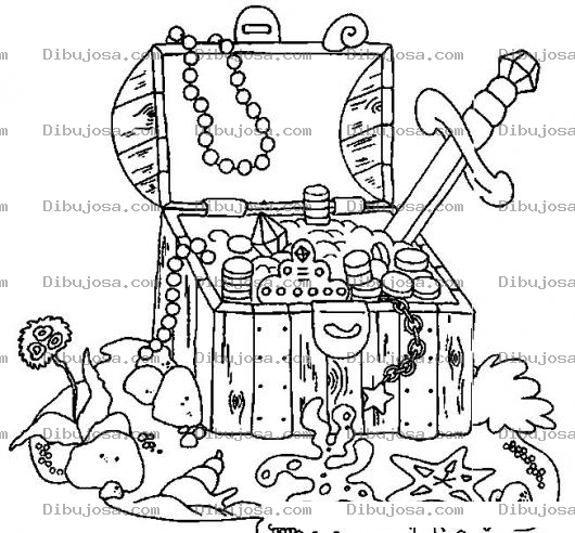 Dibujo para colorear Cofre Del Tesoro Para Colorear Dibujos De Cofres De Piratas Para Pintar