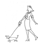 Dibujo para colorear Dibujo De Mujer Paseando Perrito Para Pintar Y Colorear