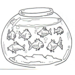 Dibujo para colorear Pecera Con 8 Pescaditos Para Pintar Y Colorear Varios Peces Pecera Con Muchos Peces