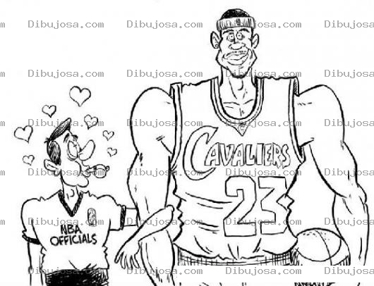 Dibujo para colorear Dibujo De Lebron James Con Un Arbitro Gay Maricon Y Homosexual Para Pintar Y Colorear A LebronJames NBA Cavaliers 23
