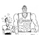 Dibujo para colorear Dibujo De Lebron James Con Un Arbitro Gay Maricon Y Homosexual Para Pintar Y Colorear A LebronJames NBA Cavaliers 23