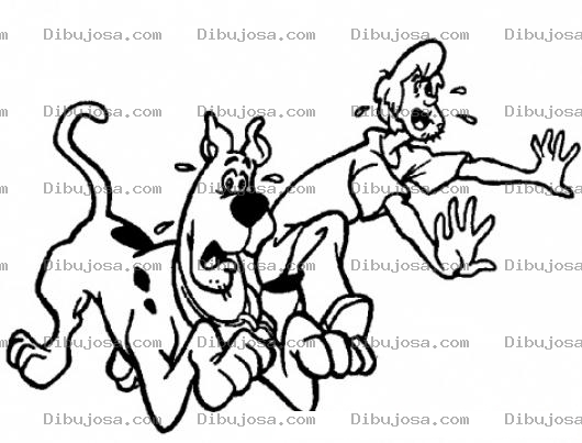 Dibujo para colorear Dibujo De Scooby Doo Y Shaggy Corriendo De Miedo