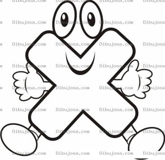 Dibujo para colorear Dibulo De La Letra Equis X Para Pintar Y Colorear