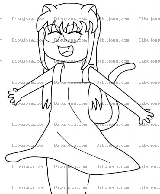 Dibujo para colorear Colorear A Yuichann Chica Con Cola De Gato Dibujo De Mujer Con Cola De Mono