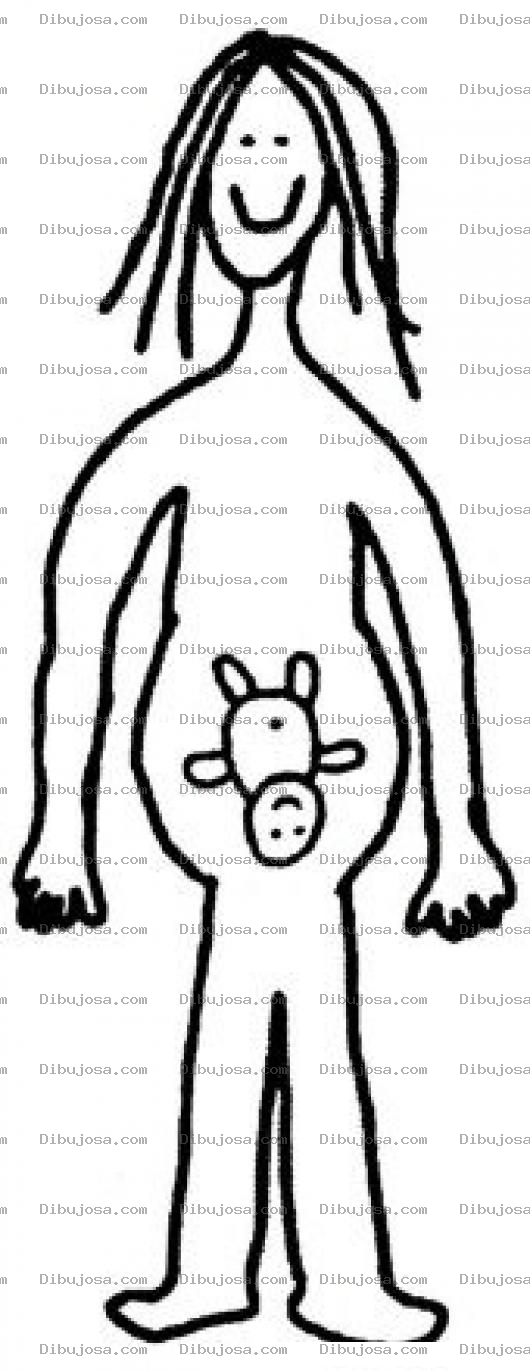 Dibujo para colorear Dibujo Infantil De Mujer Embarazada Pra Pintar Y Colorear Un Embarazo Con Un Bebe Encajado Para Parto Normal