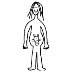 Dibujo para colorear Dibujo Infantil De Mujer Embarazada Pra Pintar Y Colorear Un Embarazo Con Un Bebe Encajado Para Parto Normal