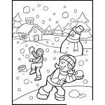 Dibujo para colorear Ninos Jugando En La Nieve Para Pintar Y Colorear