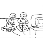 Dibujo para colorear Ninos Jugando Nintendo Para Pintar Y Colorear Dibujo De Hermanitos Jugando Videojuegos En Un Playstation