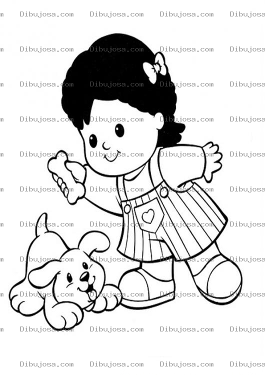 Dibujo para colorear Nina Jugando Con Perrito Para Pintar Y Colorear