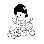 Dibujo para colorear Nina Jugando Con Perrito Para Pintar Y Colorear