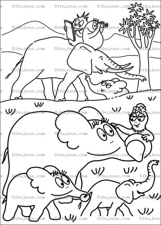 Dibujo para colorear colorear a barbapapa como elefante