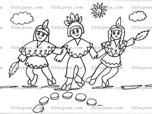Dibujo para colorear Tres Inditos Para Pintar Y Colorear