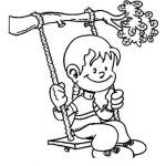 Dibujo para colorear Colorear Nina En Un Columpio Amarrado En La Rama De Un Arbol