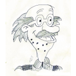 Dibujo para colorear Profesor Bigotudo Con Lentes Sin Pelo Y Con Granos En La Cara Para Pintar Y Colorear