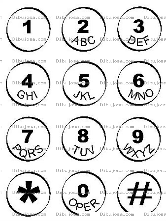 Dibujo para colorear Numeros De Telefono Para Colorear El Teclado De Un Telefono Con Teclas Redondas