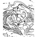 Dibujo para colorear Colorear a bambi descansando con conejo