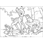Dibujo para colorear Colorear a bambi con todos los conejos
