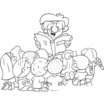 Dibujo para colorear Dibujo De Profesor Leyendo Un Cuento A Sus Alumnos Para Colorear