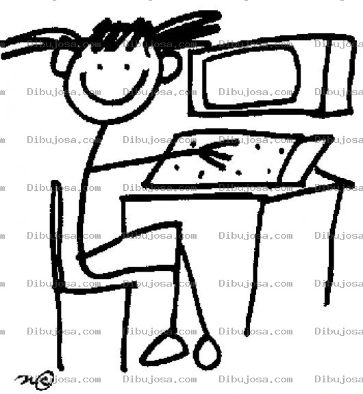 Dibujo para colorear Dibujo De Nina En La Computadora Para Pintar Y Colorear