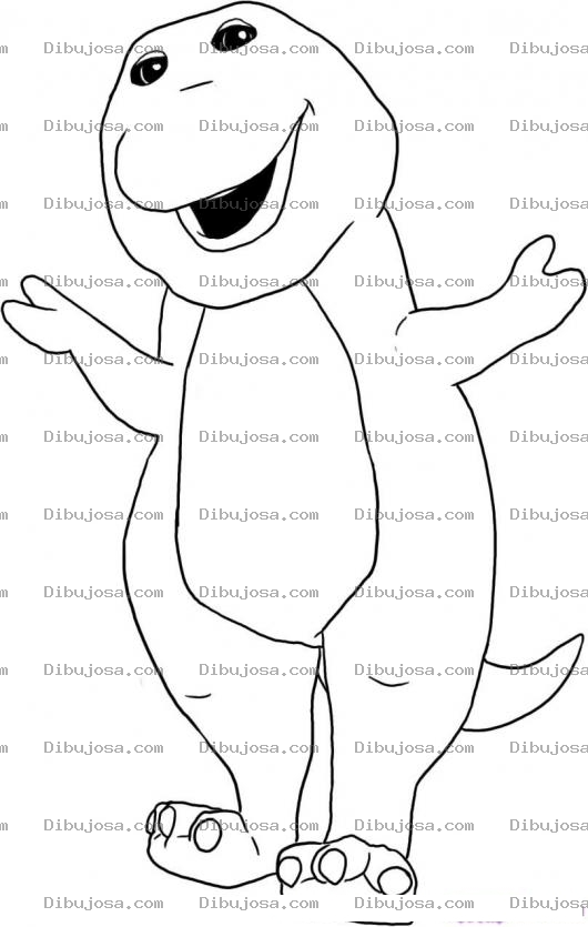 Dibujo para colorear Colorear a Barney con brazos abiertos