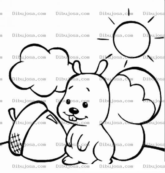 Dibujo para colorear Dibujo De Ardillita Con Bellota Para Colorear