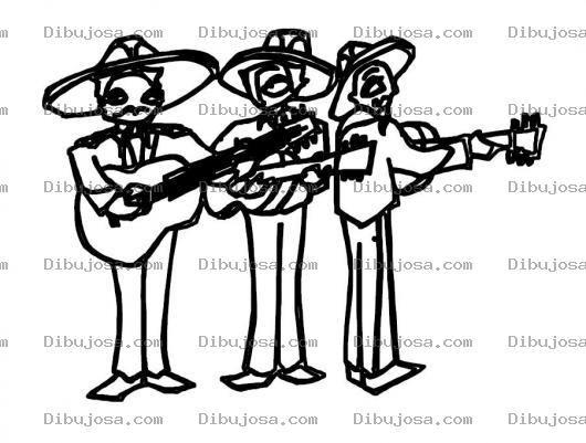 Dibujo para colorear Mariachis Para Colorear