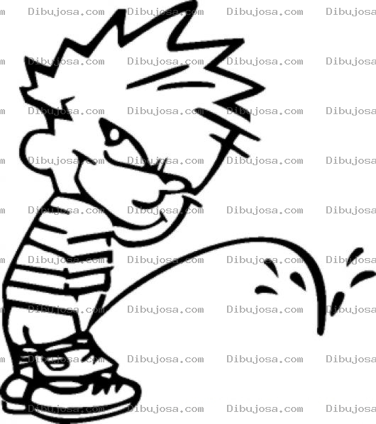 Dibujo para colorear Nino Malo Haciendo Pipi Orinando En La Calle Para Colorear