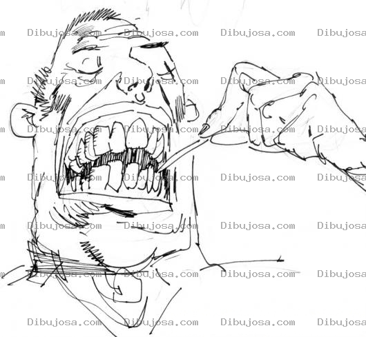 Dibujo para colorear Dibujo De Un Hombre Limpiandose Los Dientes Con Un Palillo Dental Para Pintar Y Colorear