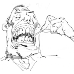 Dibujo para colorear Dibujo De Un Hombre Limpiandose Los Dientes Con Un Palillo Dental Para Pintar Y Colorear
