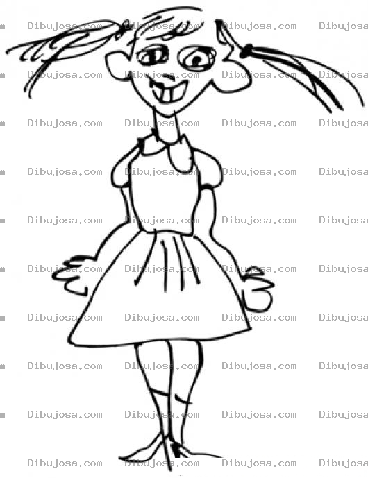 Dibujo para colorear Dibujo De Mujer Con Vestidito Corto Para Colorear