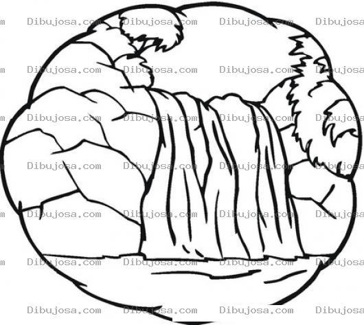 Dibujo para colorear Dibujo De Cascada O Manantial De Agauas Frescas Para Pintar Y Colorear