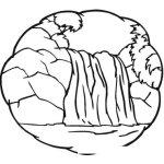 Dibujo para colorear Dibujo De Cascada O Manantial De Agauas Frescas Para Pintar Y Colorear