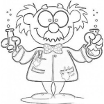 Dibujo para colorear Dibujo De Cientifico Loco Haciendo Experimentos Para Pintar Y Colorear