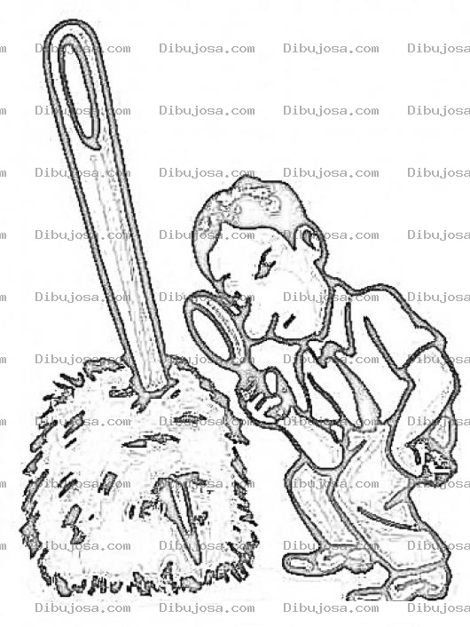 Dibujo para colorear Dibujo De Hombre Buscando Una Aguja En Un Pajar Para Pintar Y Colorear