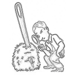 Dibujo para colorear Dibujo De Hombre Buscando Una Aguja En Un Pajar Para Pintar Y Colorear