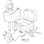 Dibujo para colorear Dibujo Para Colorear A Una Chica Empacando Y Haciendo Su Maleta Para Ir A La Playa