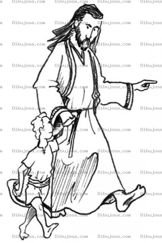 Dibujo para colorear Dibujo De Abraham Con Su Hijo Para Pintar Y Colorear Historia De Abraham
