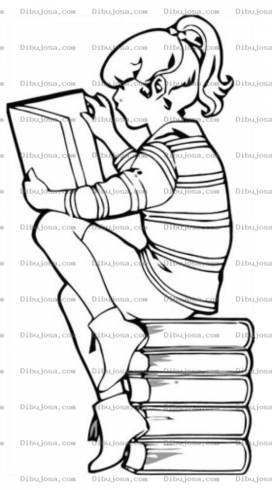 Dibujo para colorear Dibujo De Nina Sentada Sobre Libros Para Pintar Y Colorear
