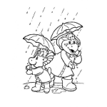 Dibujo para colorear Pintar a los amigos de Barney bajo la lluvia