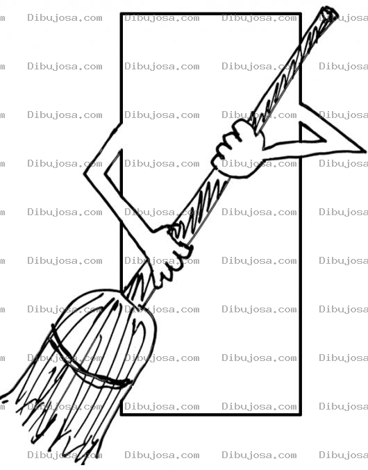 Dibujo para colorear Dibujo De Rectangulo Barriendo Con Una Escoba