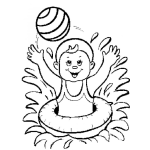 Dibujo para colorear Dibujo De Nino Con Flotador Salvavidas Jugando En Pisina Para Pintar Y Colorear