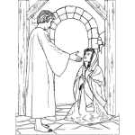 Dibujo para colorear Colorear al Angel Gabriel con Maria
