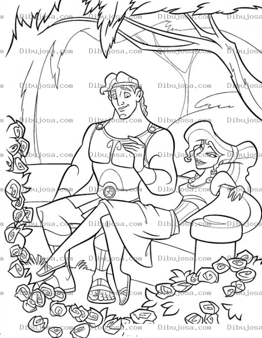 Dibujo para colorear Dibujo De Hercules En Un Parque Con Flores Para Colorear