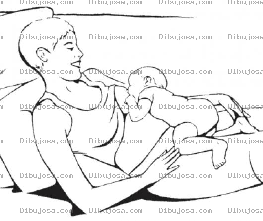 Dibujo para colorear Colorear Bebe Tomando Leche Materna Del Pecho De Su Mama Para Pintar Bebito Cuhupando Chiche