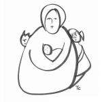 Dibujo para colorear Dibujo De Mama Con Tres Hijos Para Pintar Y Colorear